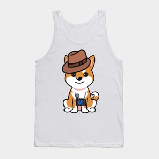 Cute orange dog is holding a camera Tank Top